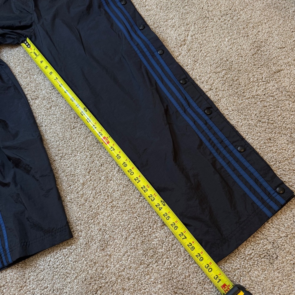 Adidas Snap Breakaway Track Pants Men M Black Vintage Blue Stripe Windbreaker - Picture 6 of 10